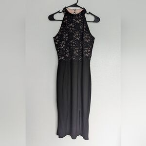Women's Black Lace Bodice Halter Cocktail Dress Size Small